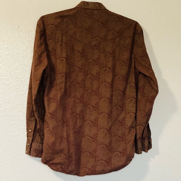Vintage Larry Mahan Western Brown Paisley Cowboy Collection Rodeo Shirt Sz L - Picture 8 of 9